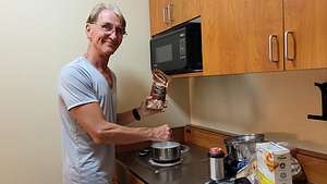 Herb cooking my Valentine's Day dinner